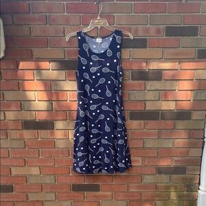 Navy Blue Tennis Print Dress
